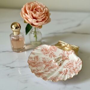 Vintage Peach Floral Trinket Dish